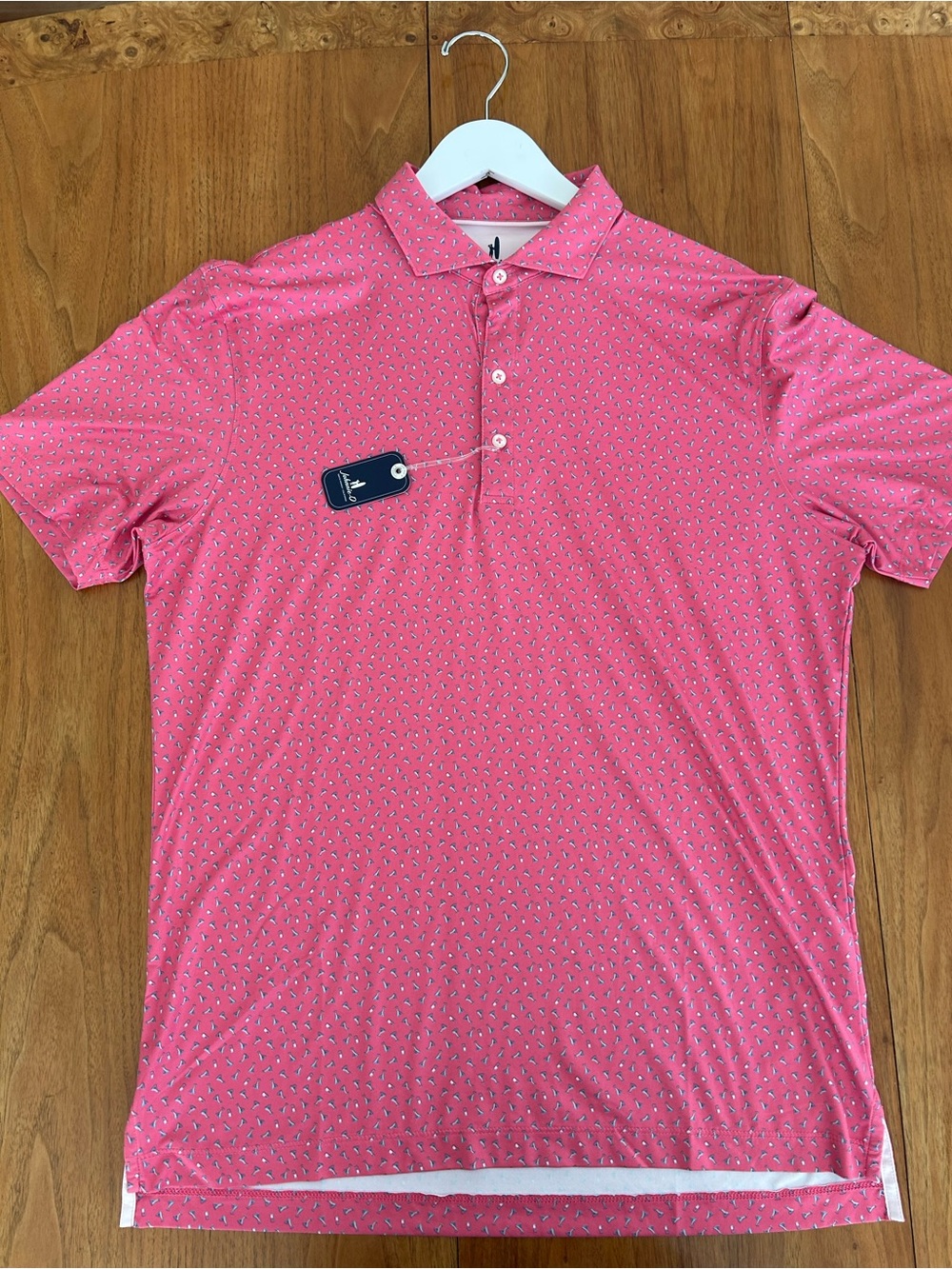 johnnie-O Pink Micro-Pattern Polo Shirt
